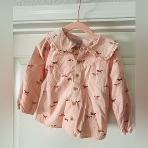 Primark Pink Horse Print Button Down Shirt